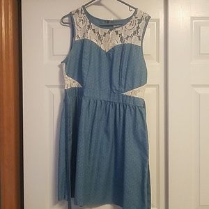 Denim lace polka dot sundress